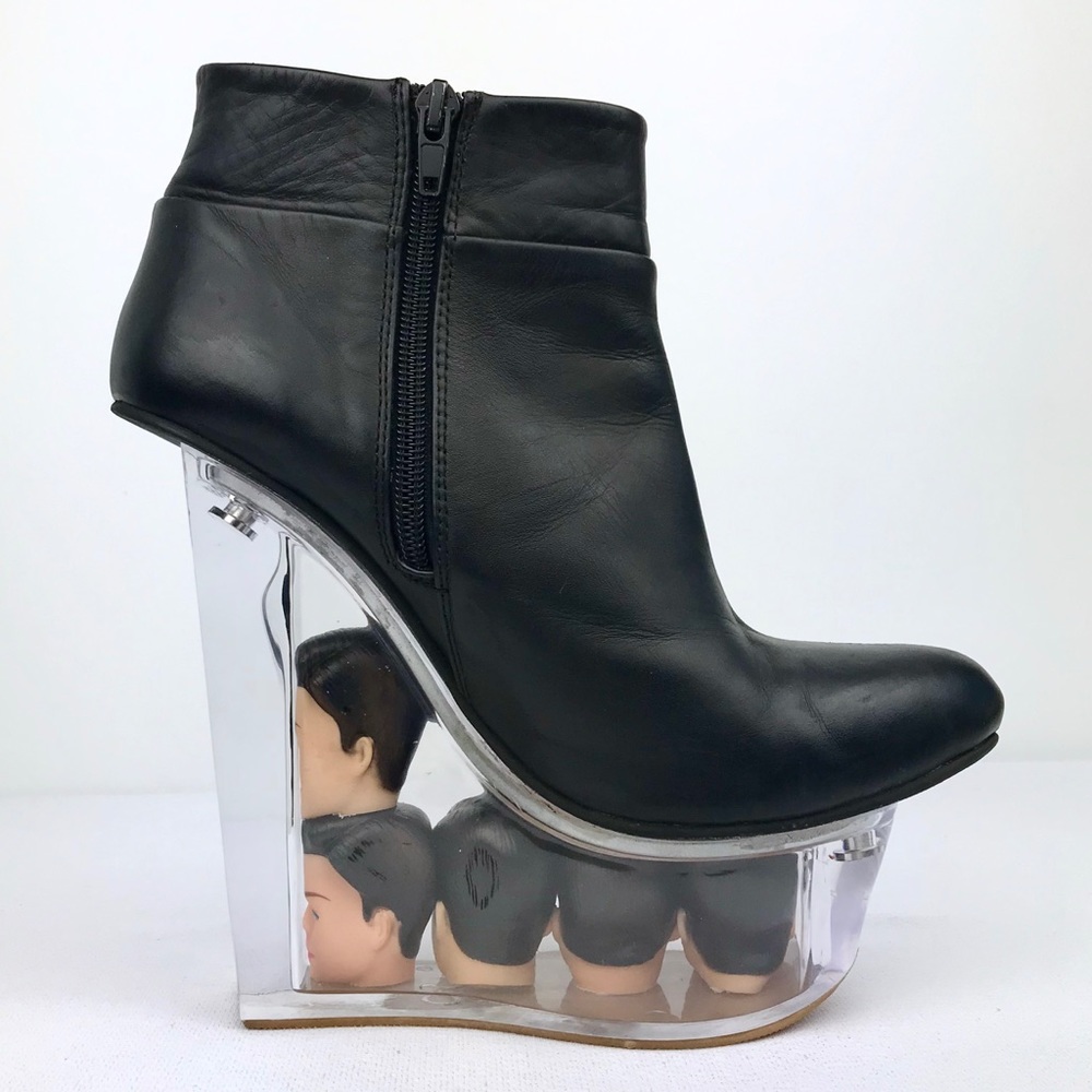 Jeffrey Campbell Black Icy Man Head Lucite Bootie - Picture 2 of 8